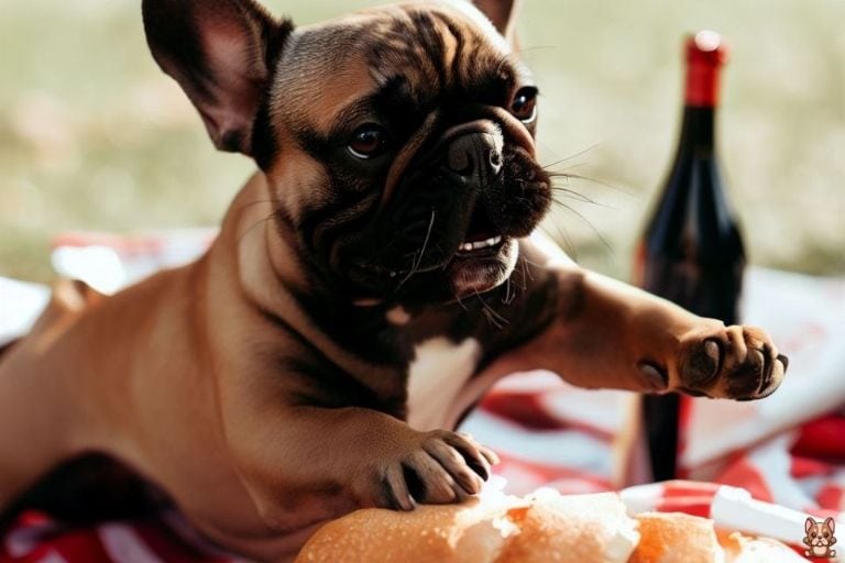 A French Bulldog resting in its designated safe space