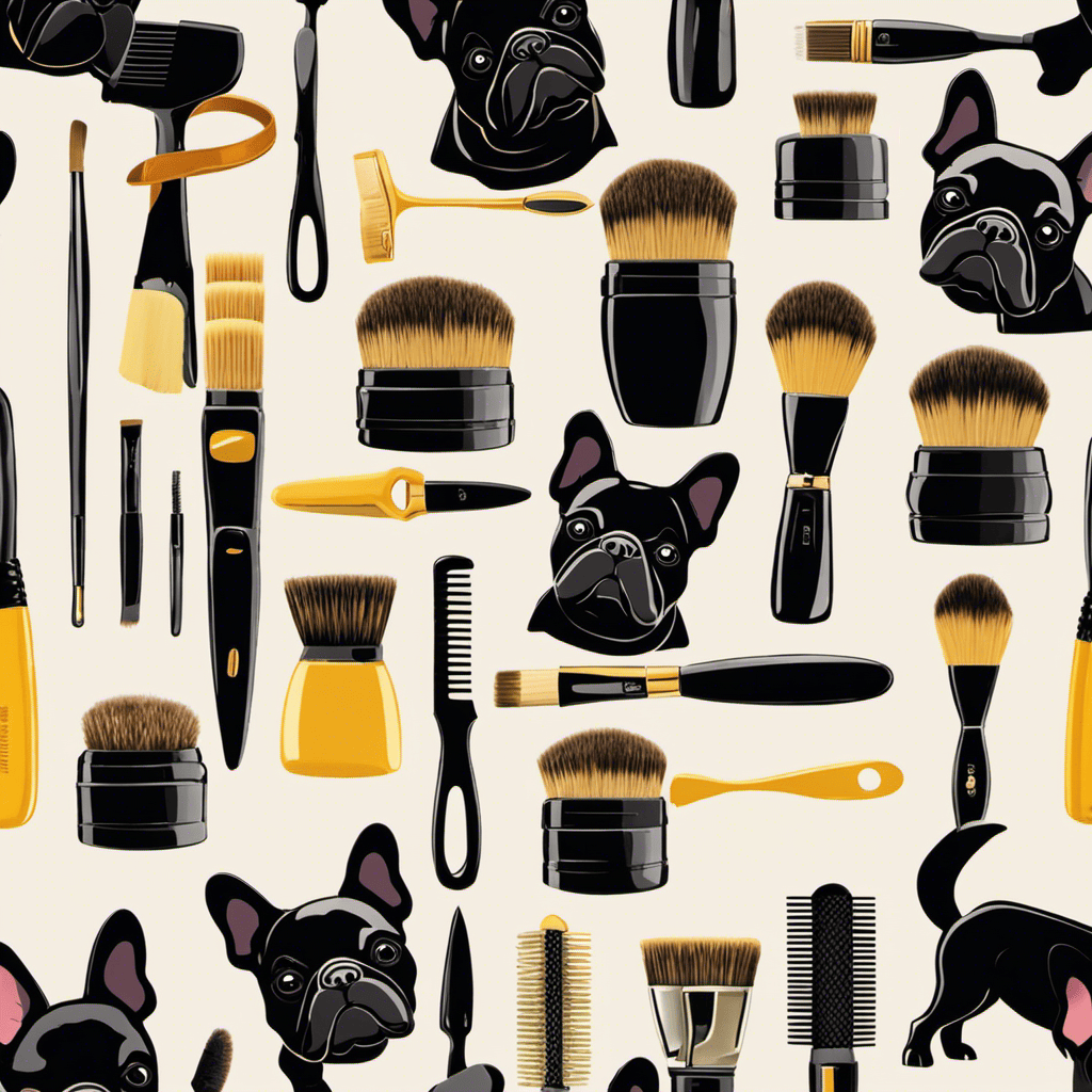 An image showcasing a collection of grooming tools specifically designed for French Bulldogs with short coats