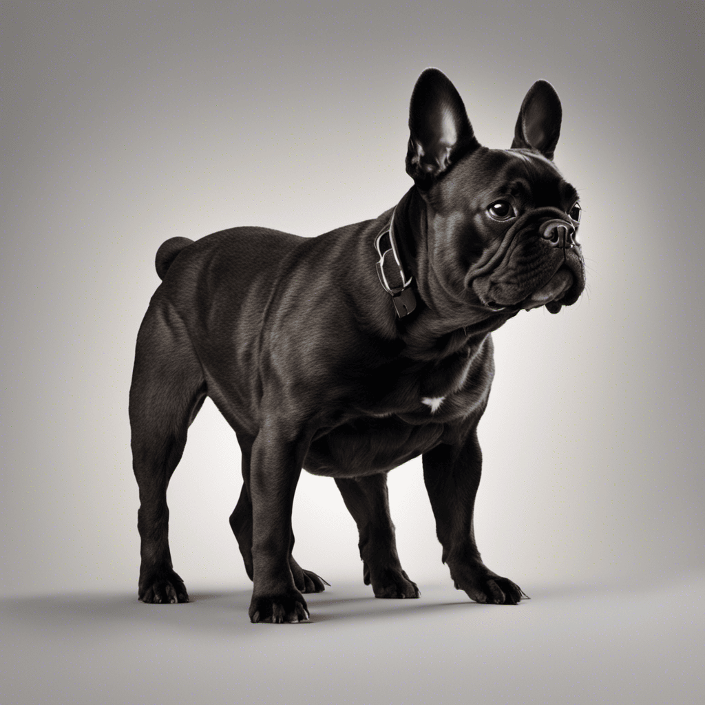 An image depicting a French Bulldog nervously pacing back and forth with a lowered tail, wide eyes, and ears flattened against its head, showcasing the behavioral indicators of anxiety in this breed