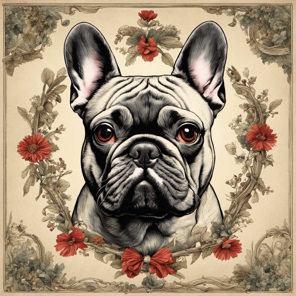 An image depicting a French Bulldog surrounded by a family tree, showcasing the genetic link to anxiety