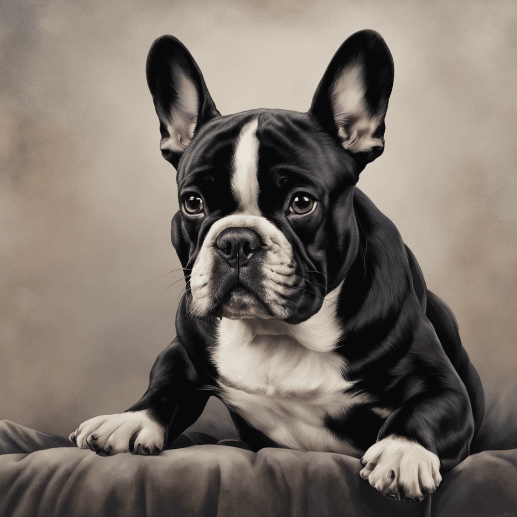 An image of a French Bulldog hunched over with a trembling body, tightly clenched jaw, and ears pressed back, portraying intense anxiety