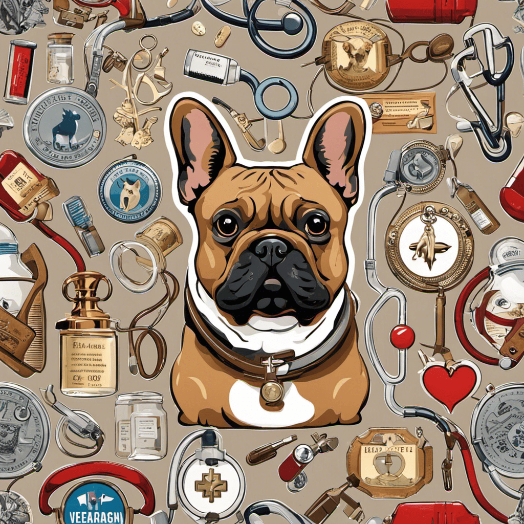 An image of a concerned French Bulldog surrounded by various medical symbols, such as a stethoscope, pills, and a veterinarian's badge, emphasizing the importance of identifying and treating health issues as a cause of excessive barking