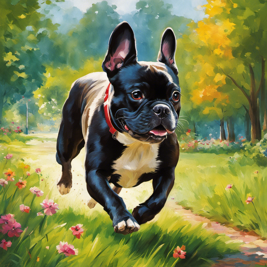 A vibrant image showcasing a cheerful French Bulldog running alongside its owner in a lush park, capturing the energetic spirit of the breed and emphasizing the essential role of exercise in their overall well-being