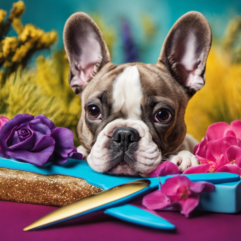 An image showcasing a French Bulldog's paw against a vibrant background