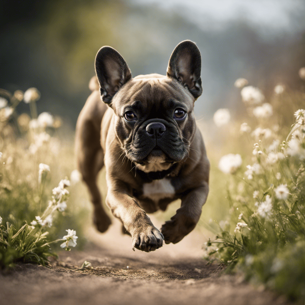 An image that showcases a contented French Bulldog outside, engaging in various activities like brisk walks, short bursts of play, and gentle training exercises, reflecting the recommended daily exercise time for French Bulldogs