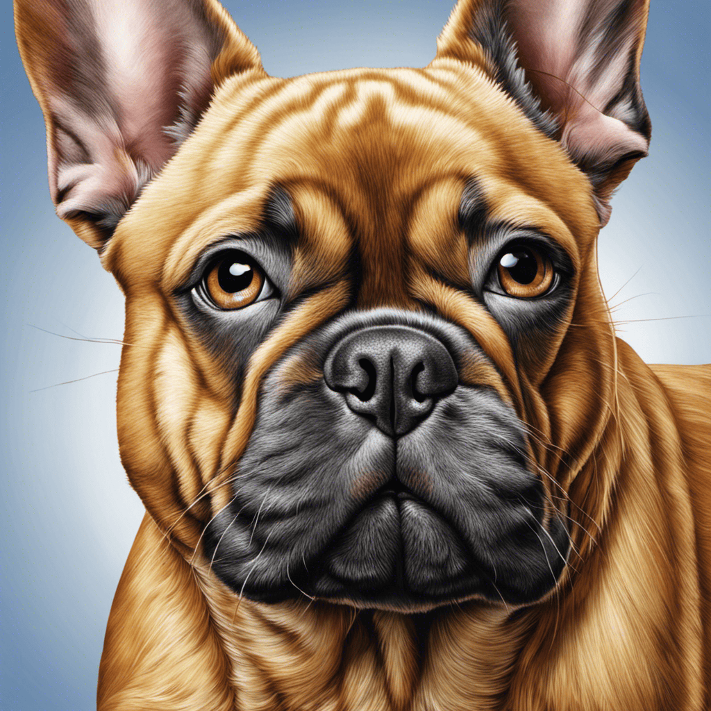 An image showcasing a detailed illustration of a French Bulldog's ear, highlighting the key anatomical features such as the external ear canal, tympanic membrane, and middle ear structures