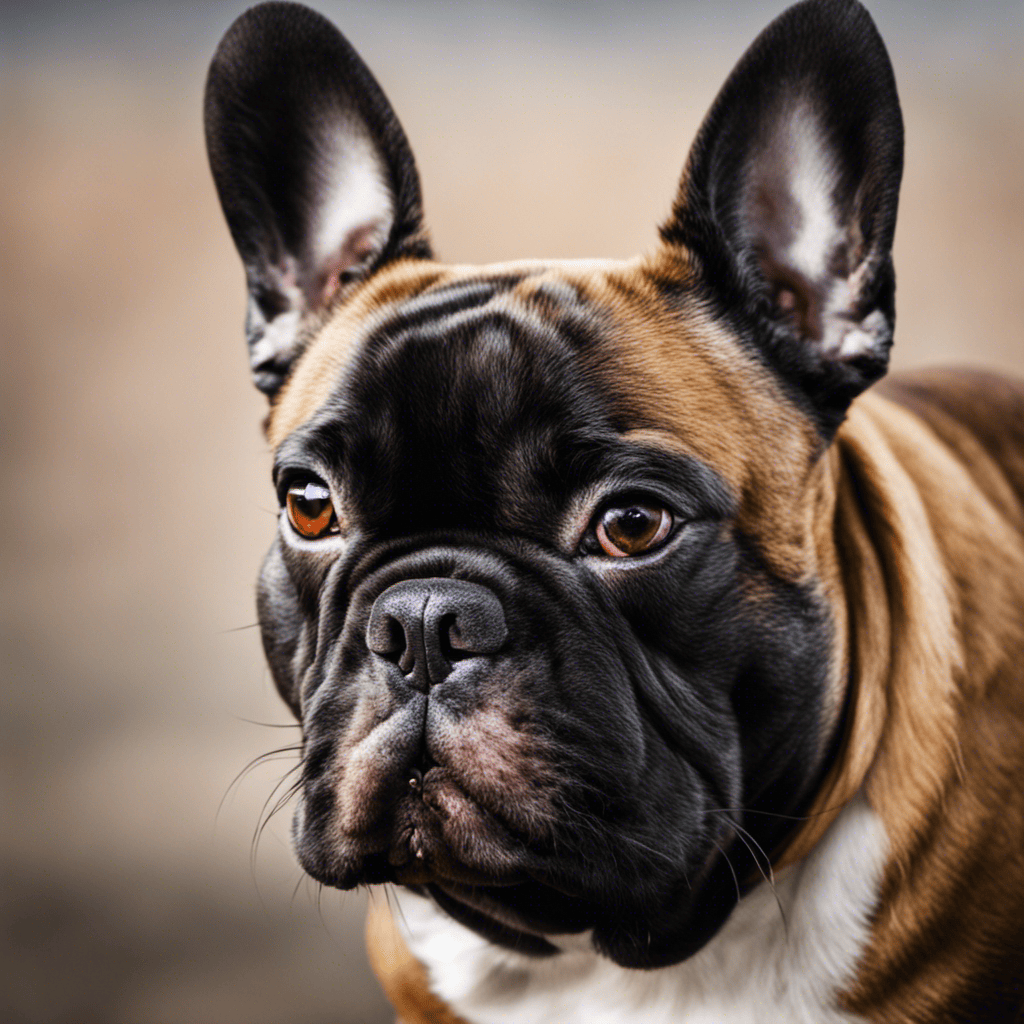 An image showcasing a close-up of a French Bulldog's ear with visible redness, swelling, and discharge