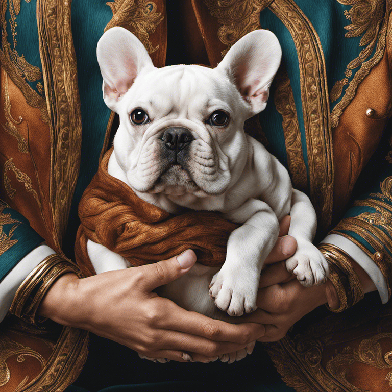 French bulldog being safely picked up and held in someone's arms.