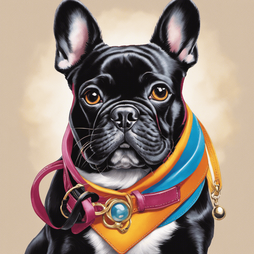 Nt image showcasing a contented French Bulldog, sitting attentively while wearing a colorful collar, eagerly awaiting a treat