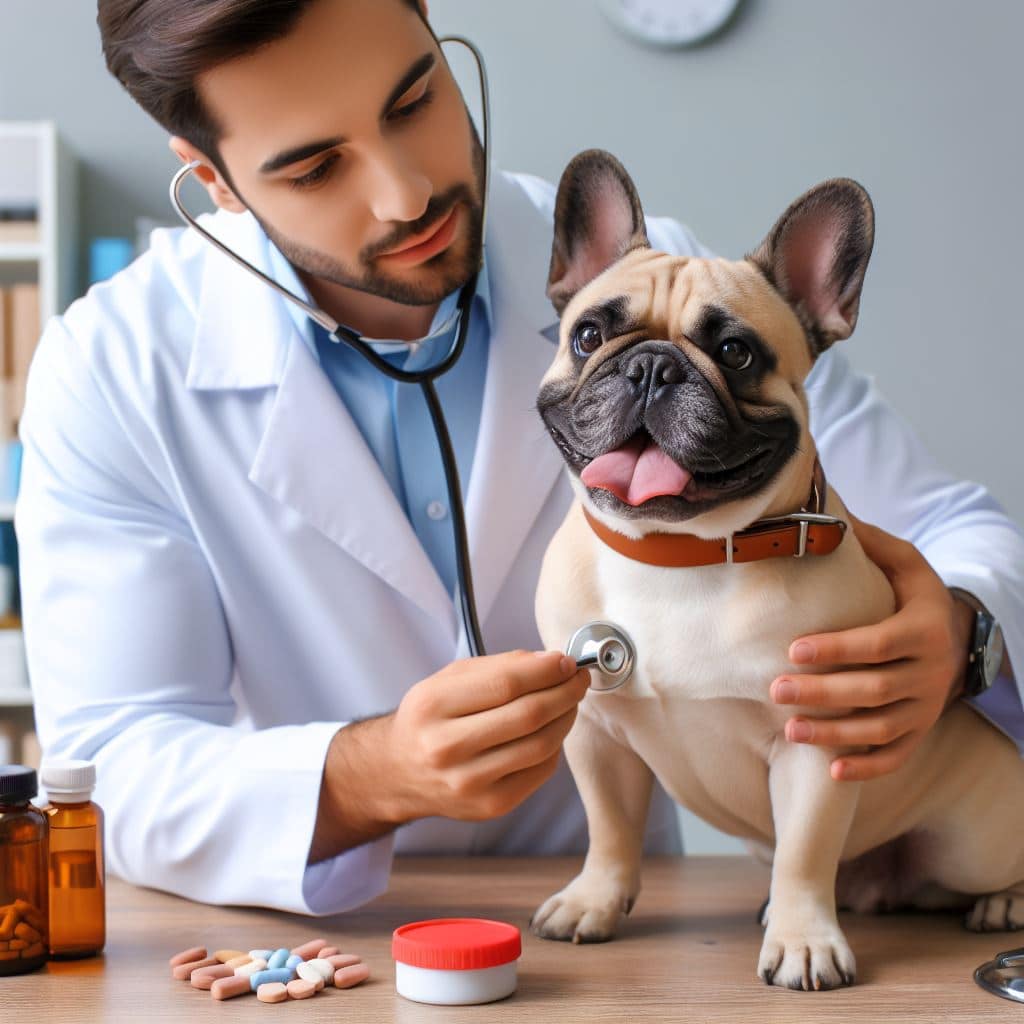 A veterinarian examining a French bulldog and giving tips on nutrition and exercise - French Bulldog Health 101: Expert Tips Revealed!