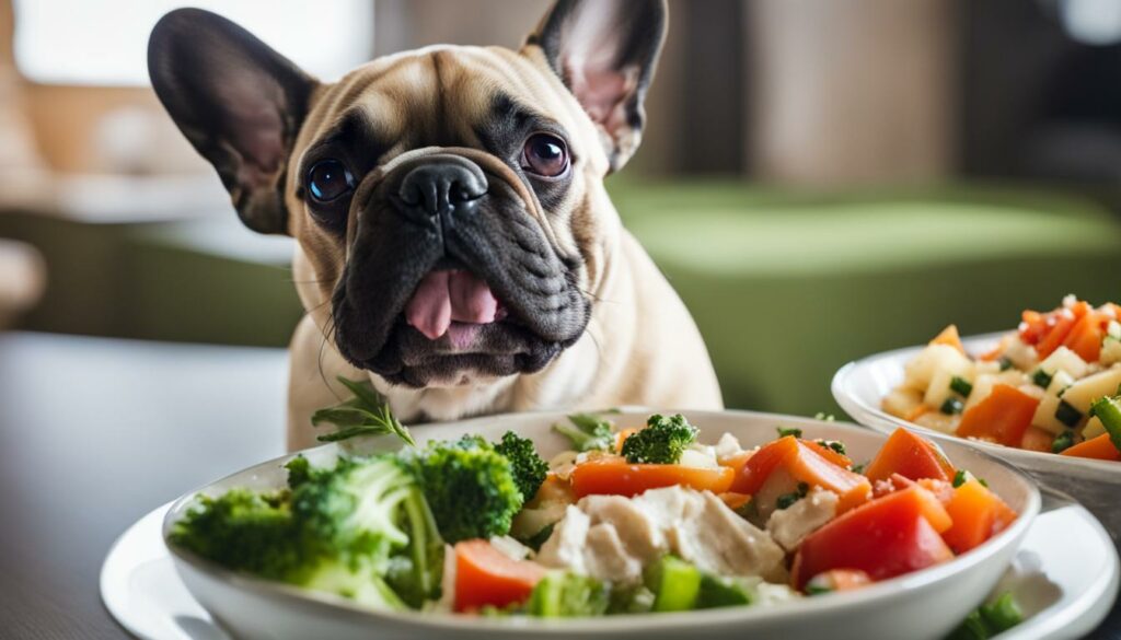 French Bulldog eating a nutritious meal