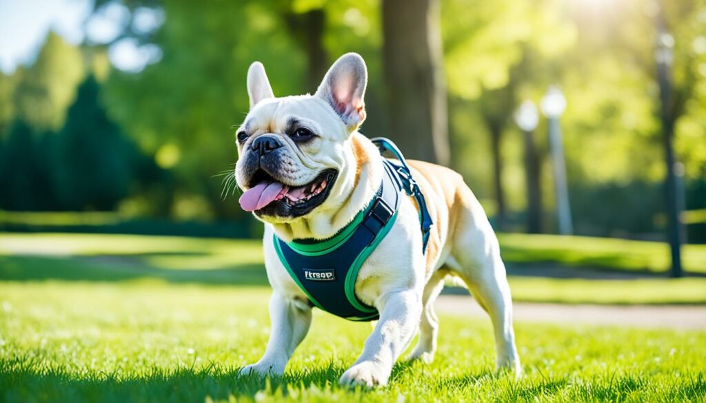 Senior French Bulldog enjoying a healthy lifestyle