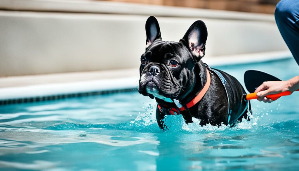 french bulldog swimming