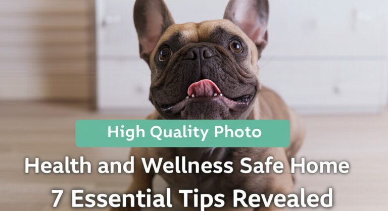 High quality realistic photo of Health and Wellness related to French Bulldog Safe Home: 7 Essential Tips Revealed, professional quality, detailed, excellent lighting, clear composition