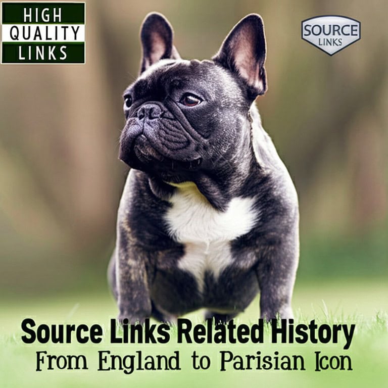 High quality realistic photo of Source Links related to French Bulldog History: From England to Parisian Icon, professional quality, detailed, excellent lighting, clear composition