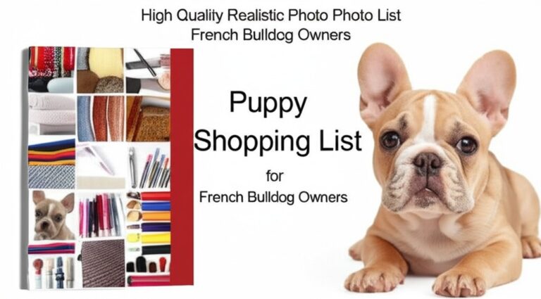 High quality realistic photo of The Ultimate Puppy Shopping List for French Bulldog Owners, professional quality, detailed, excellent lighting, clear composition