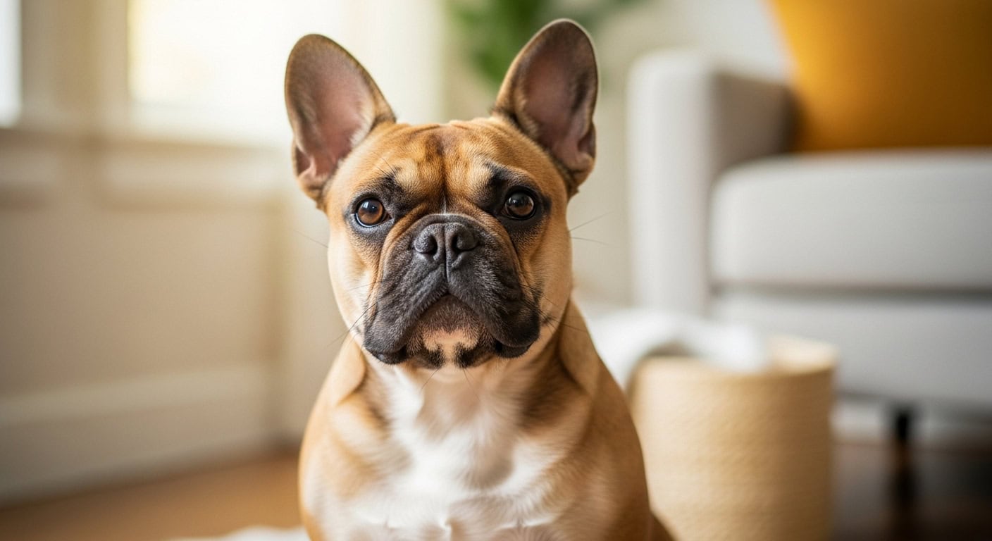 Tan French Bulldog portrait in Tempe, Arizona. Dog with big ears.