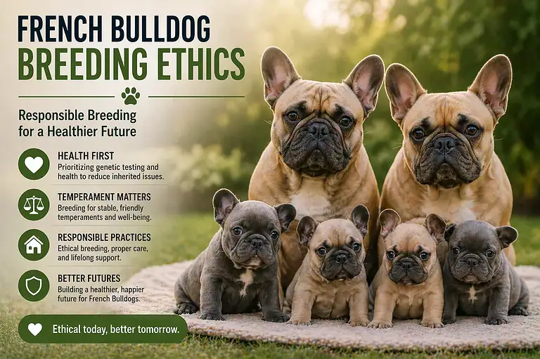 French bulldogs with a responsible breeder setting that reflects ethical breeding standards